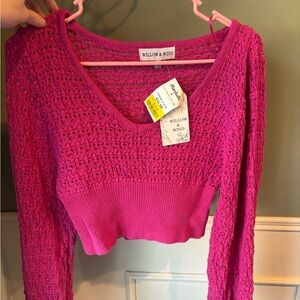 Willow & Wind Women's Pink V-Neck Sweater